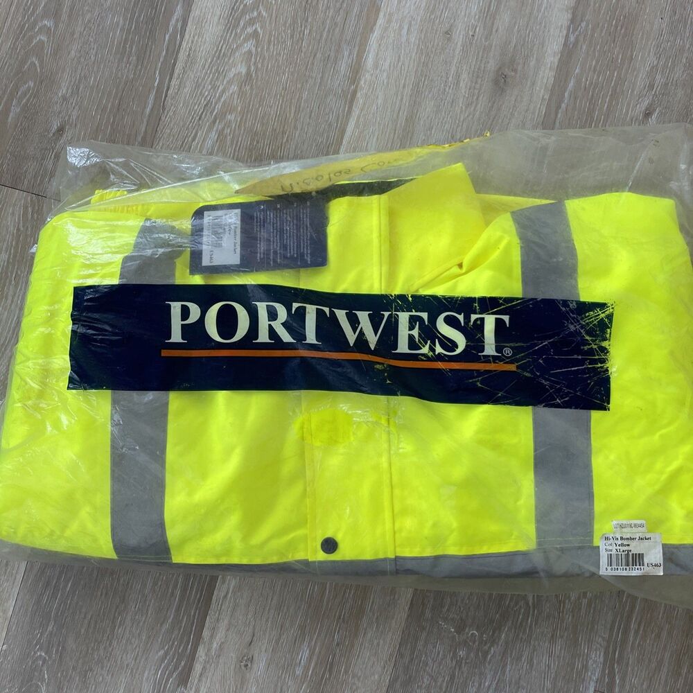 Portwest US463 Mens Waterproof Hi Vis Bomber Jacket Winter Safety Reflective